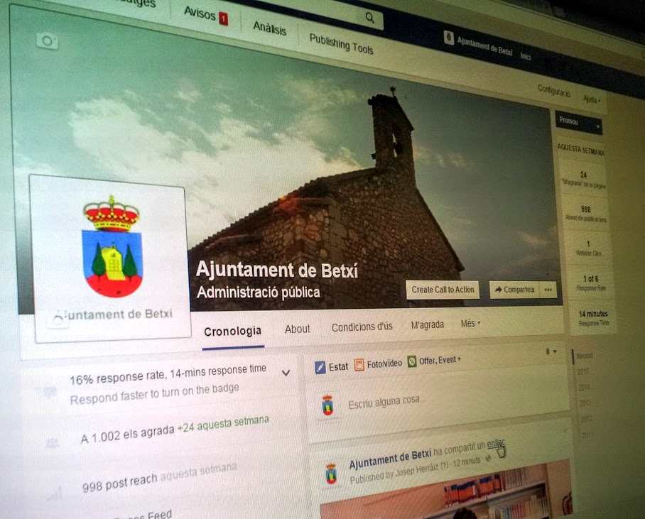 La pàgina en Facebook de l’Ajuntament de Betxí supera els 1.000 seguidors