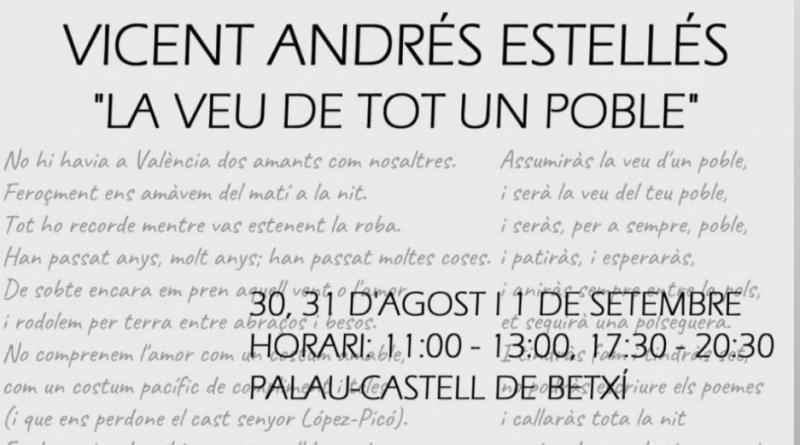 El Palau de Betxí acull una exposició d’Estellés amb imatges i poemes recitats pels seus veïns